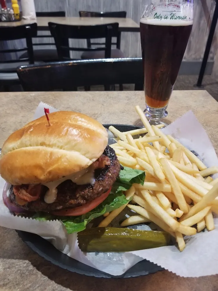 Bacon Cheese Burger and Fries
